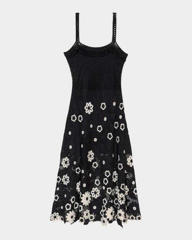 Rochettyna Embroidered Crochet Midi Dress